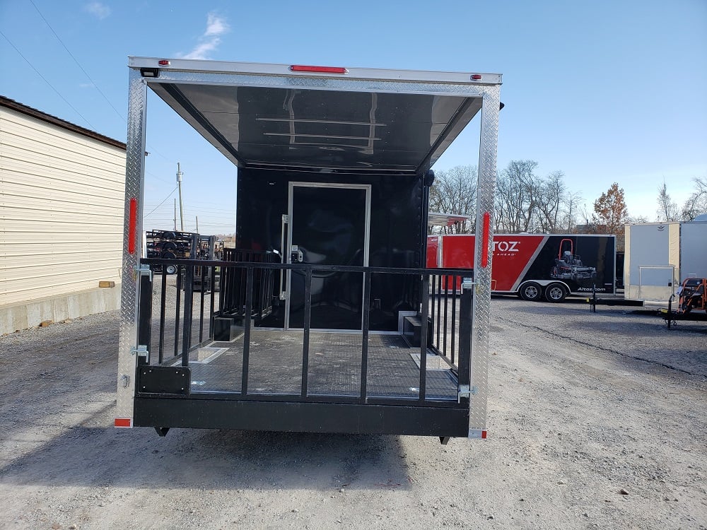 Black 8.5' x 28' Porch Style Concession Food Trailer