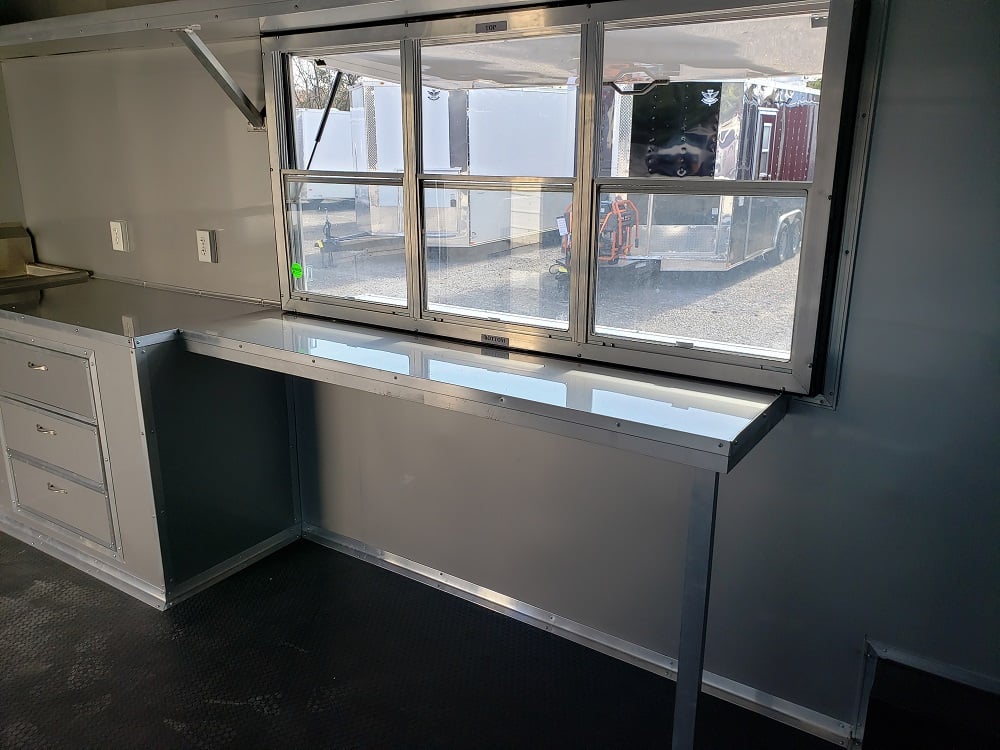 Black 8.5' x 28' Porch Style Concession Food Trailer