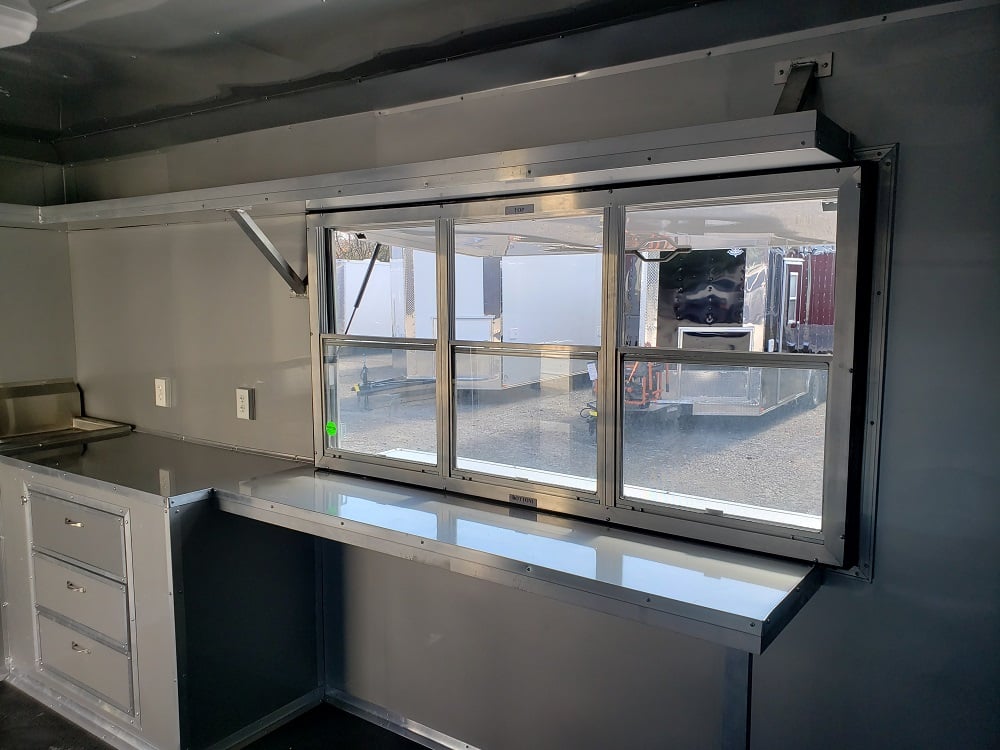 Black 8.5' x 28' Porch Style Concession Food Trailer