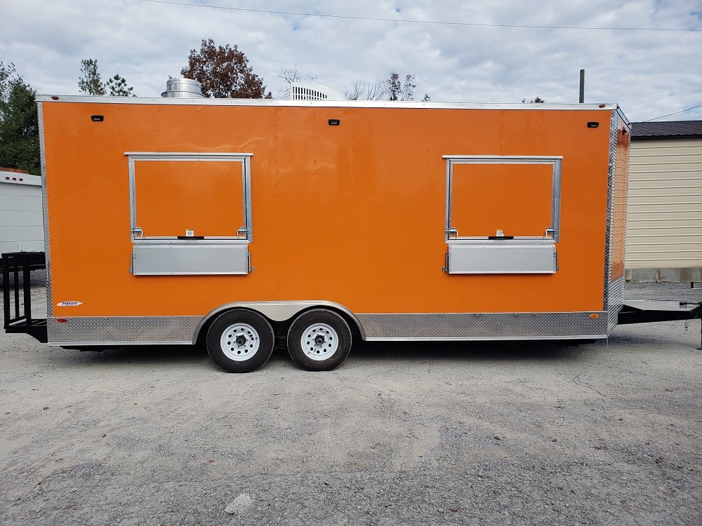 8.5 x 20 Orange V Nose Food Concession Trailer