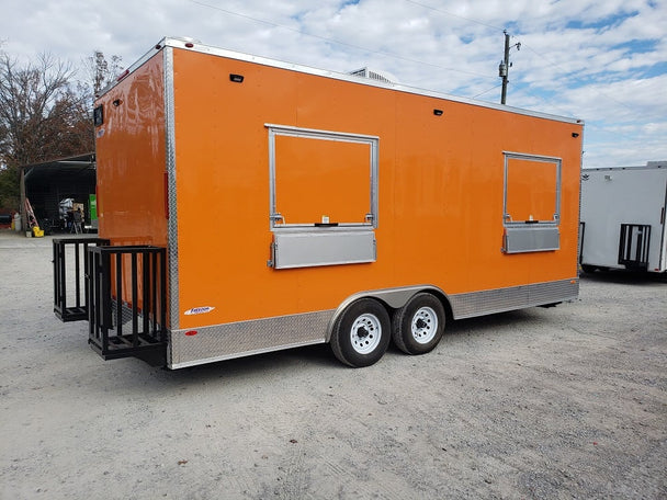 8.5 x 20 Orange V Nose Food Concession Trailer