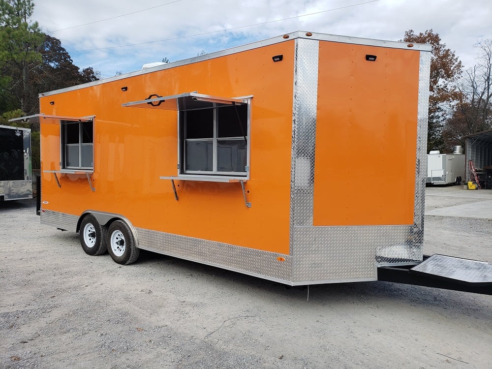 8.5 x 20 Orange V Nose Food Concession Trailer