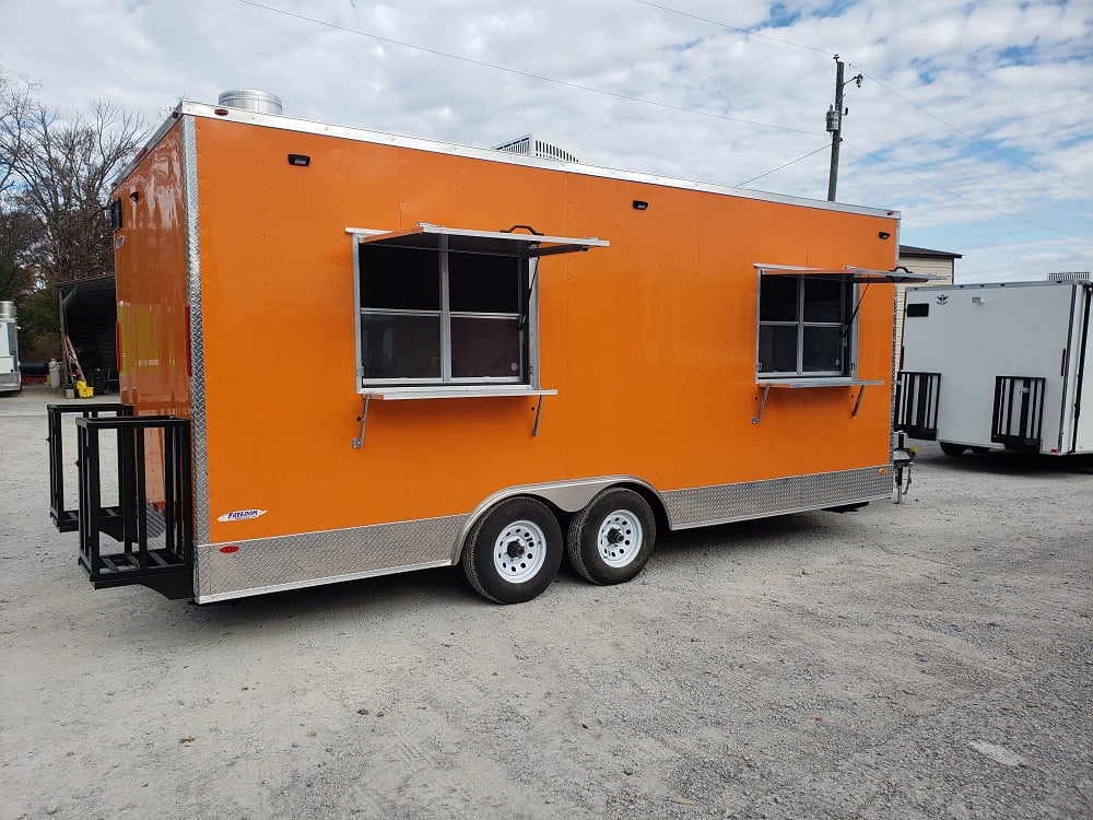 8.5 x 20 Orange V Nose Food Concession Trailer