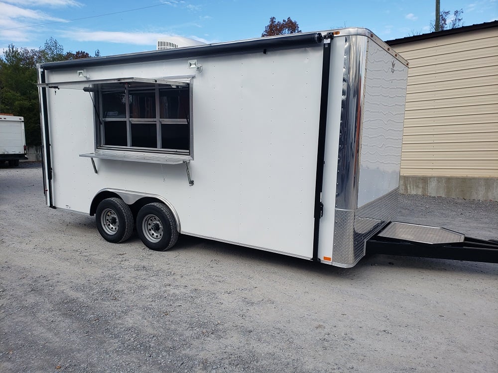 8.5' x 18' White Concession Food Trailer With Appliances