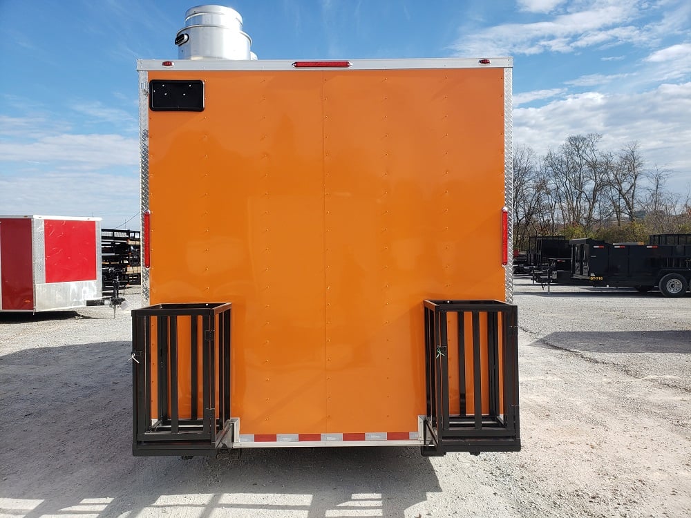 8.5 x 18 Black and Orange Concession Food Trailer