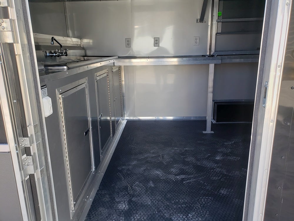 8.5 x 18 Black and Orange Concession Food Trailer