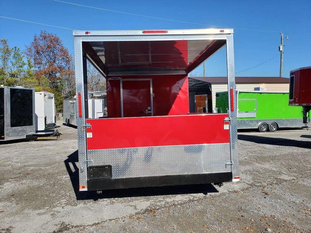 8.5 x 24 Red Porch Style Food Concession Trailer