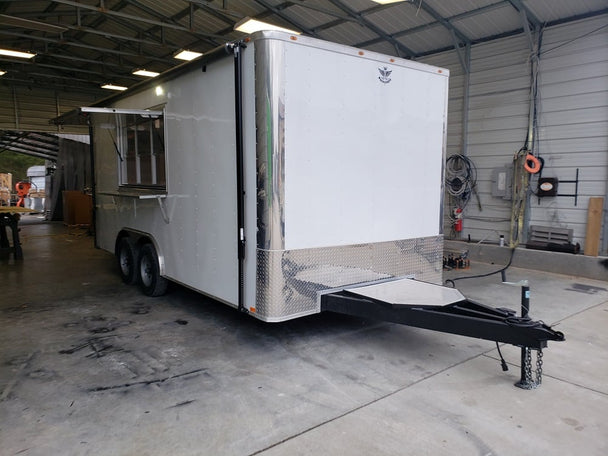 8.5' x 18' White Concession Food Trailer With Appliances