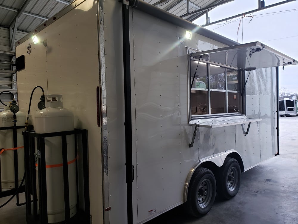 8.5' x 18' White Concession Food Trailer With Appliances