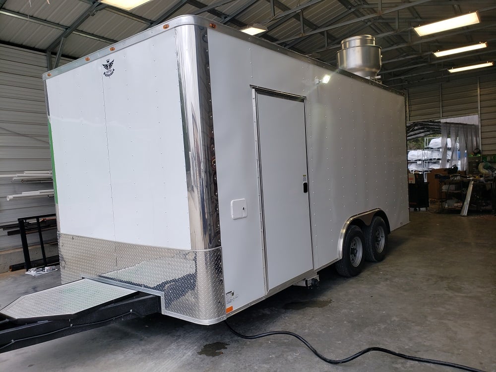 8.5' x 18' White Concession Food Trailer With Appliances