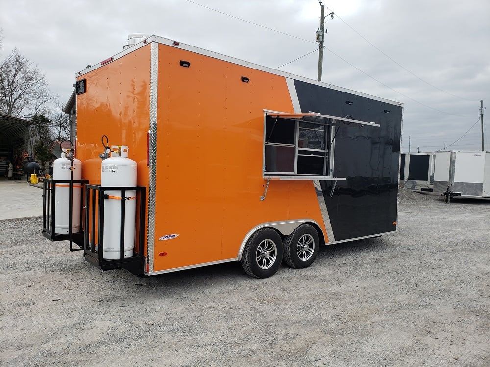 8.5' x 18' Black & Orange Concession Food Vending Trailer