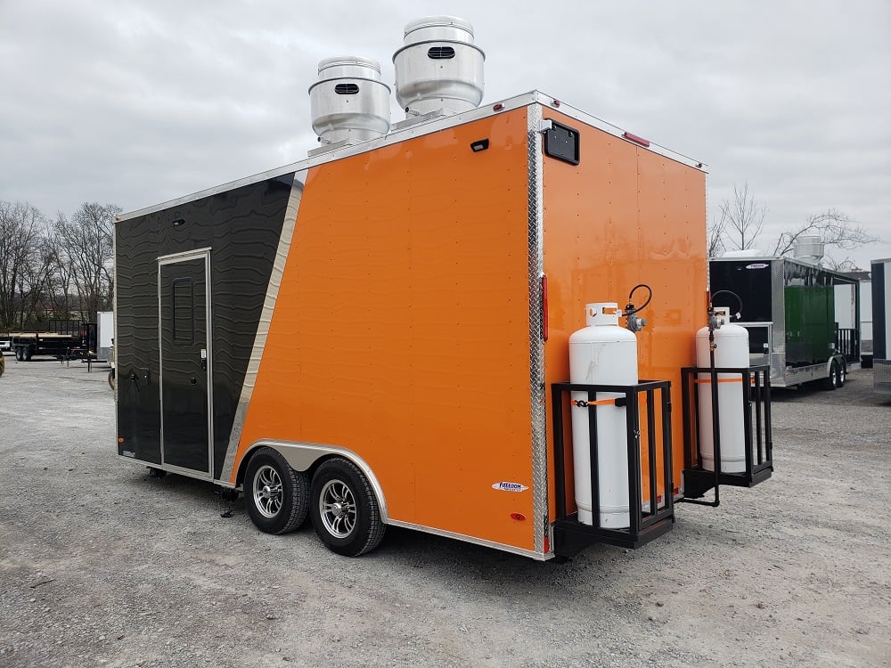 8.5' x 18' Black & Orange Concession Food Vending Trailer