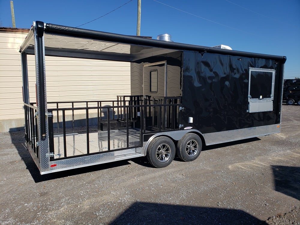 8.5 x 24 Black Porch Style Concession Food Trailer