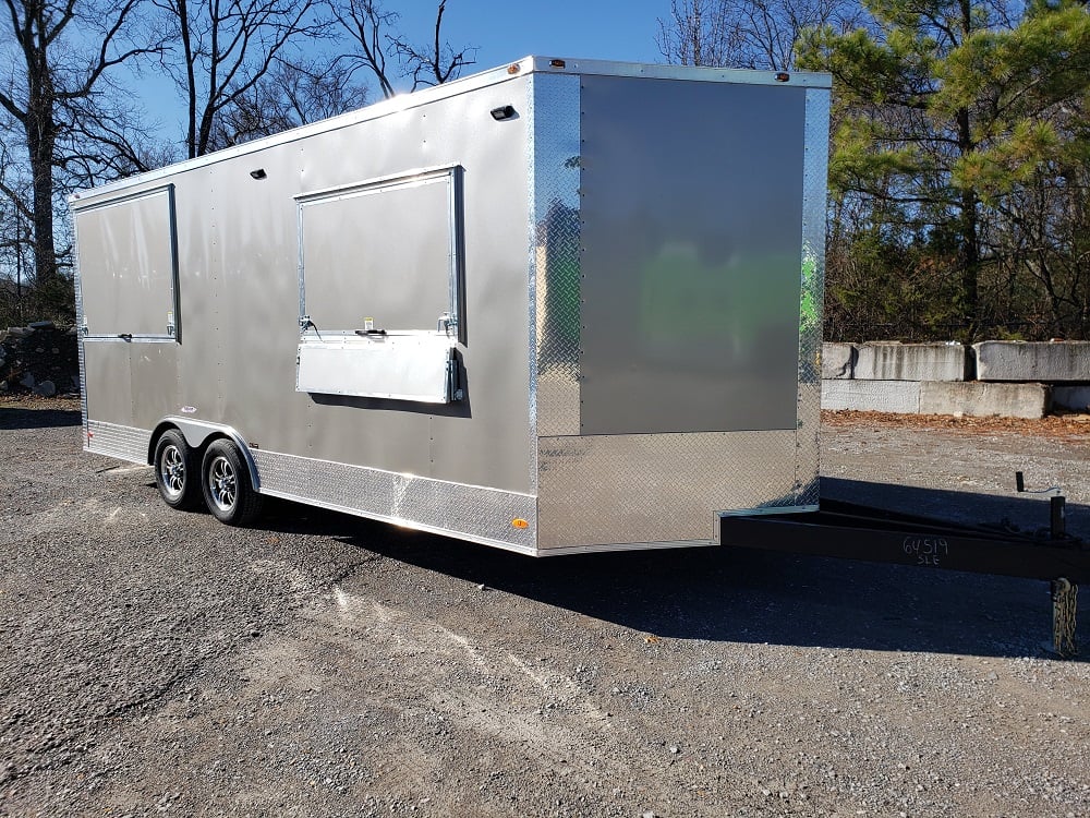 8.5' x 20' Light Pewter Porch Style Concession Trailer