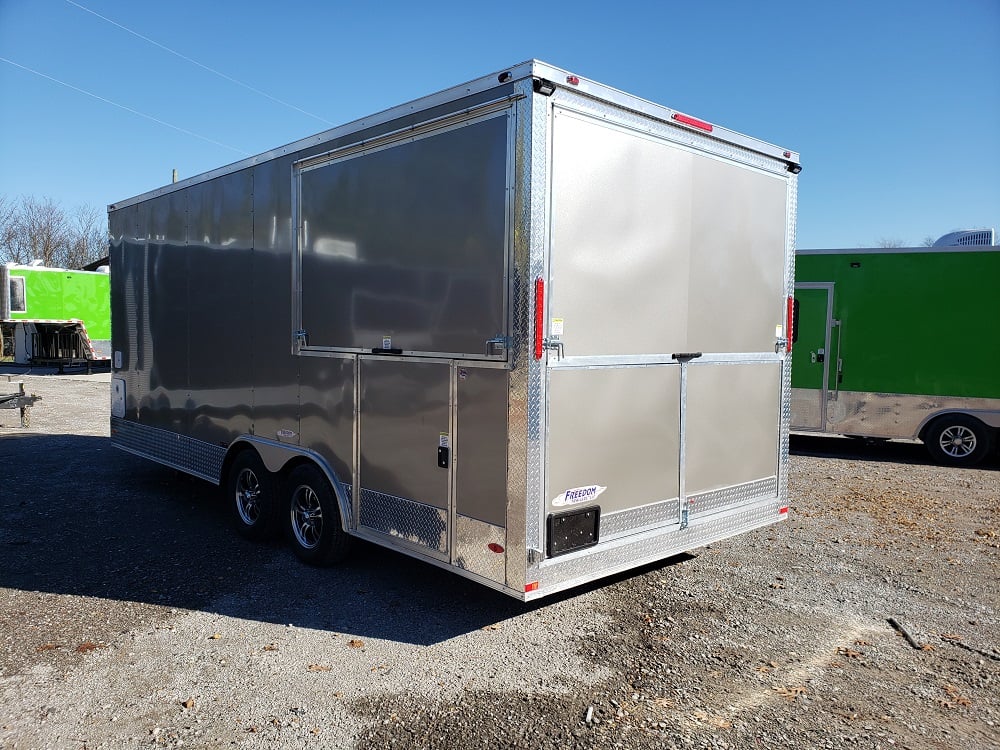 8.5' x 20' Light Pewter Porch Style Concession Trailer