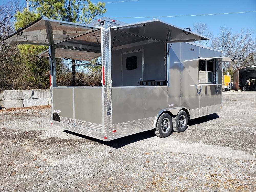 8.5' x 20' Light Pewter Porch Style Concession Trailer