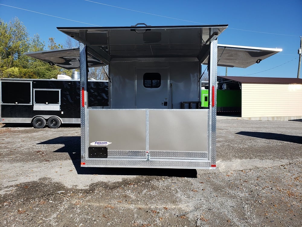 8.5' x 20' Light Pewter Porch Style Concession Trailer