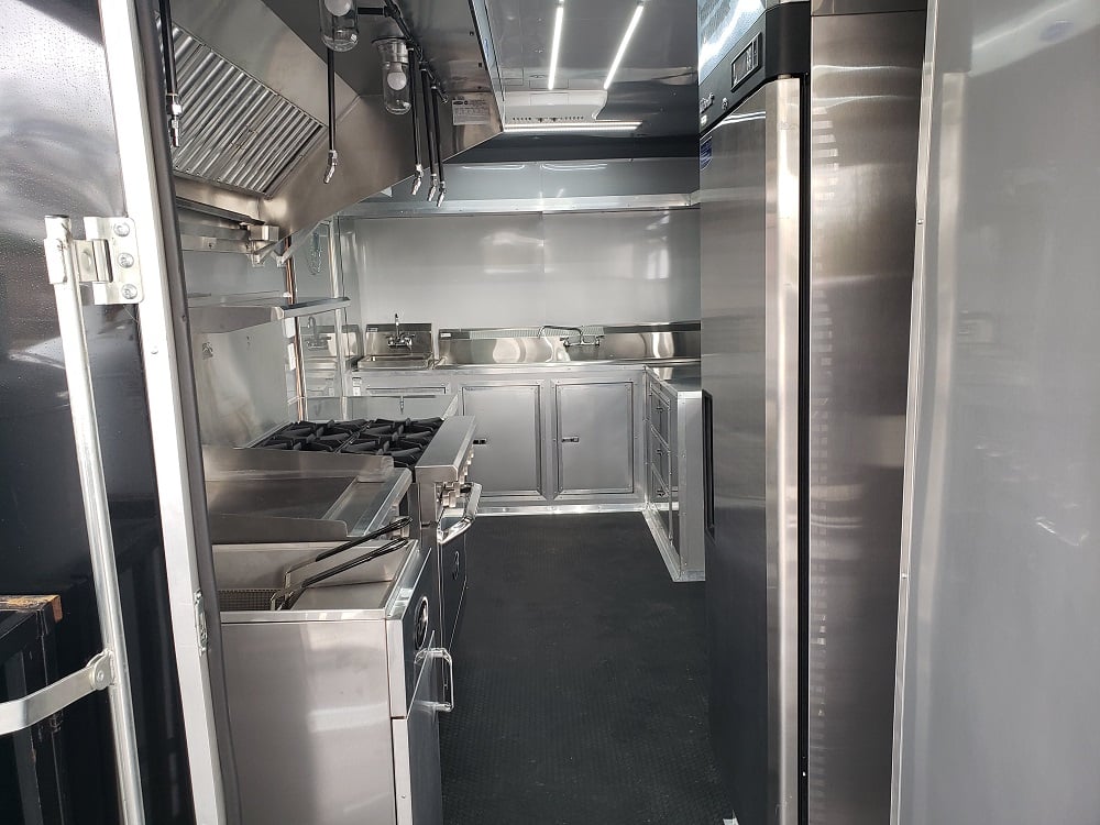 8.5' x 28' Black Porch Style Concession Food Trailer With Appliances