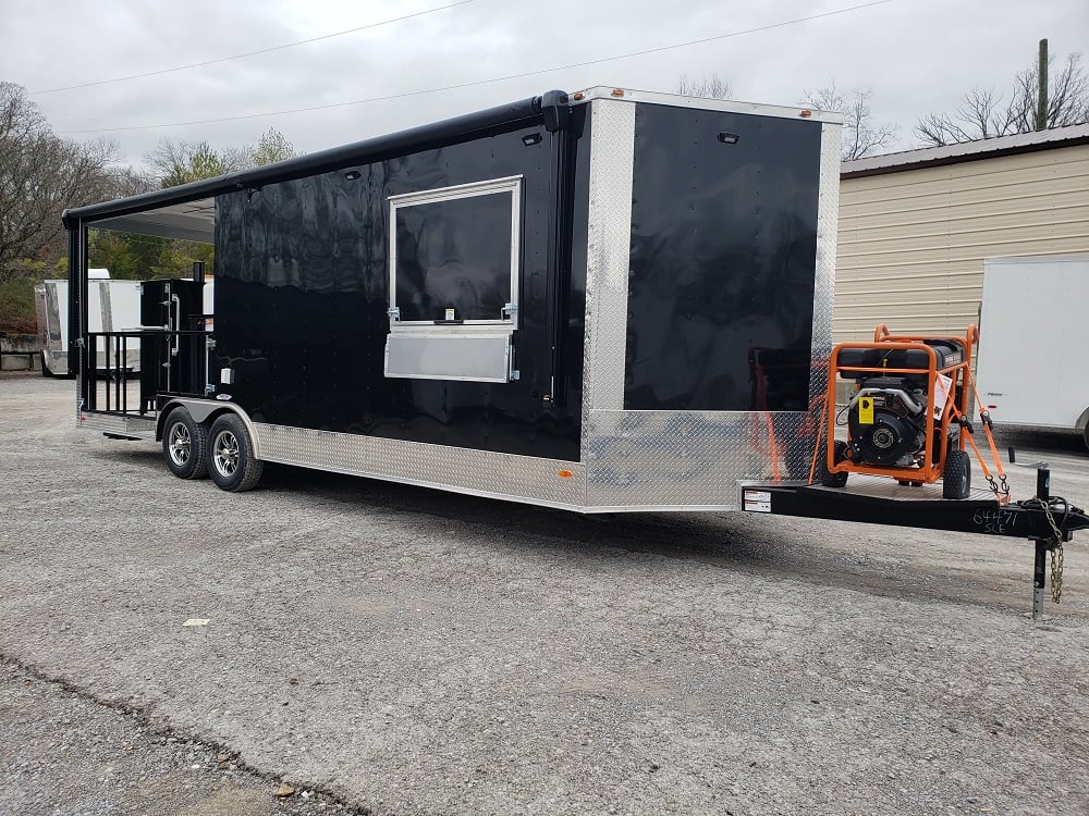 8.5 x 24 Black Porch Style Concession Food Trailer