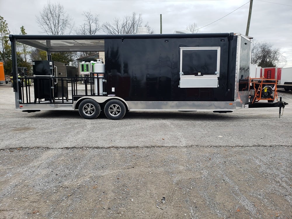 8.5 x 24 Black Porch Style Concession Food Trailer