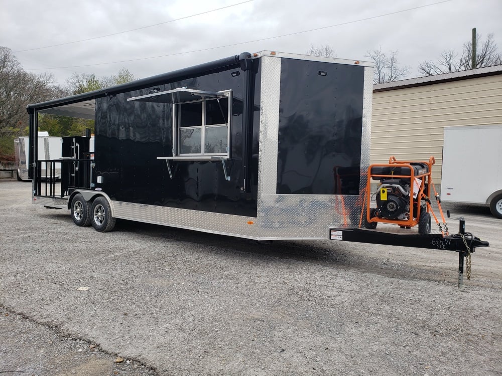 8.5 x 24 Black Porch Style Concession Food Trailer