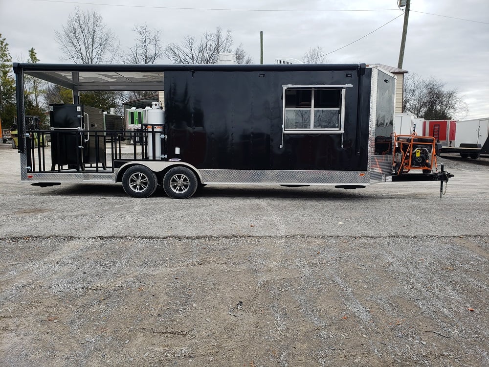 8.5 x 24 Black Porch Style Concession Food Trailer