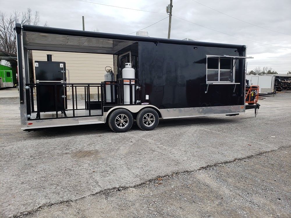 8.5 x 24 Black Porch Style Concession Food Trailer