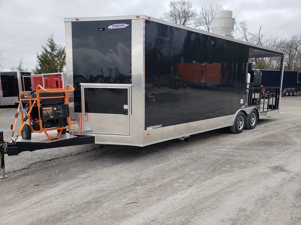 8.5 x 24 Black Porch Style Concession Food Trailer