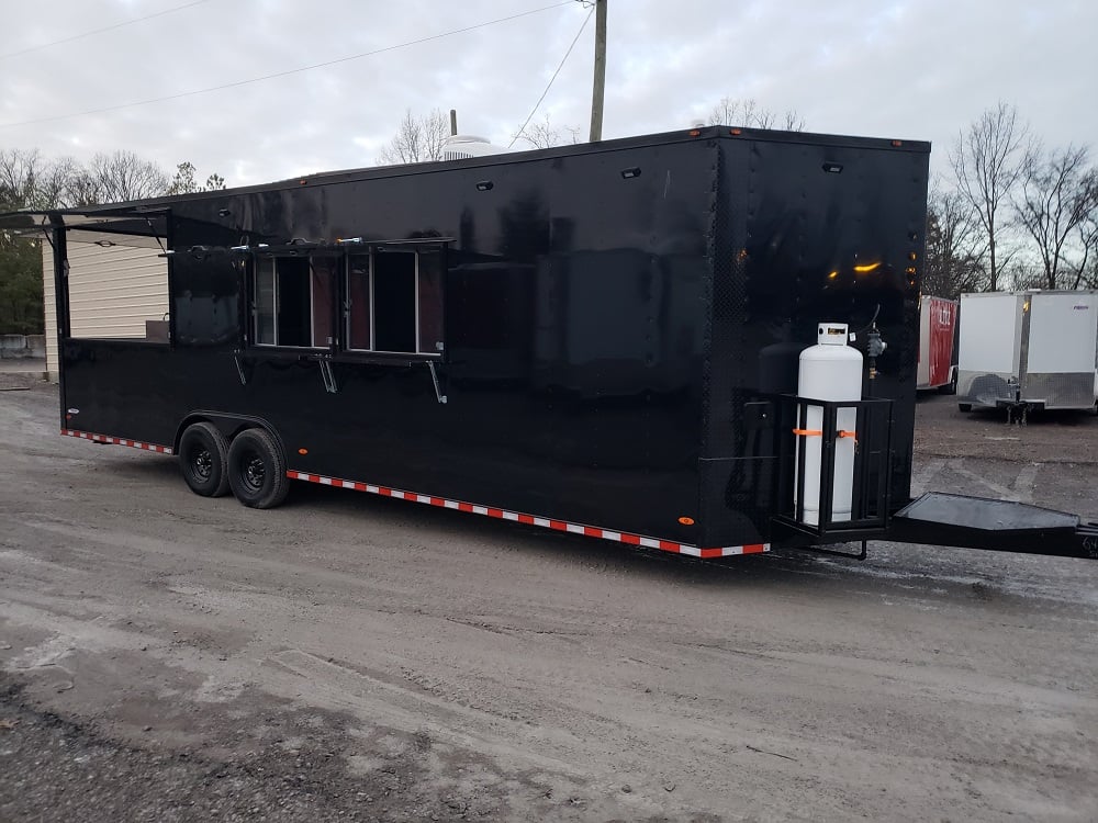 8.5 x 28 Black Concession Food Trailer