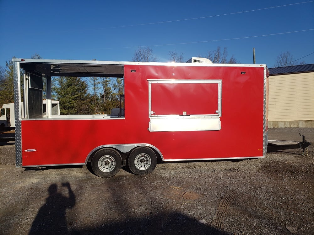 8.5 x 20 Red Porch Style Concession Food Trailer