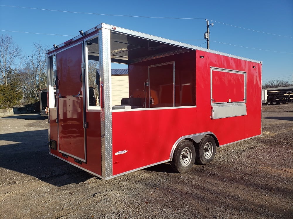 8.5 x 20 Red Porch Style Concession Food Trailer