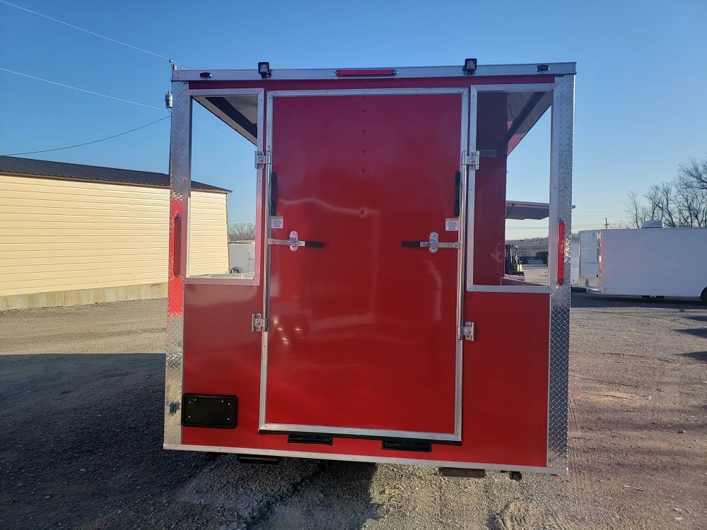 8.5 x 20 Red Porch Style Concession Food Trailer