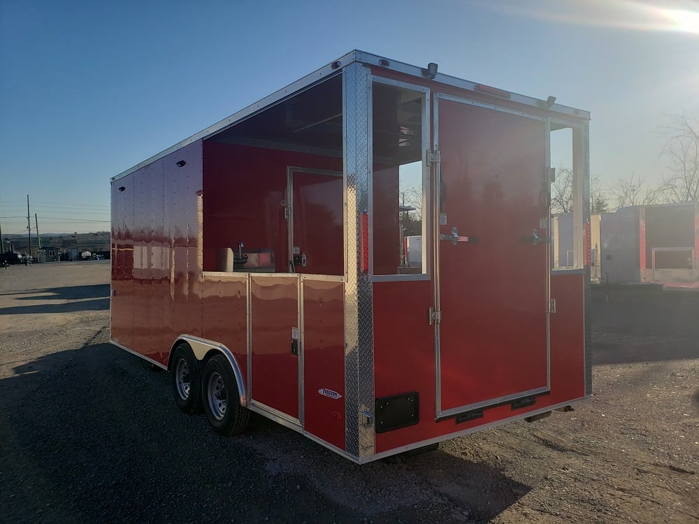 8.5 x 20 Red Porch Style Concession Food Trailer