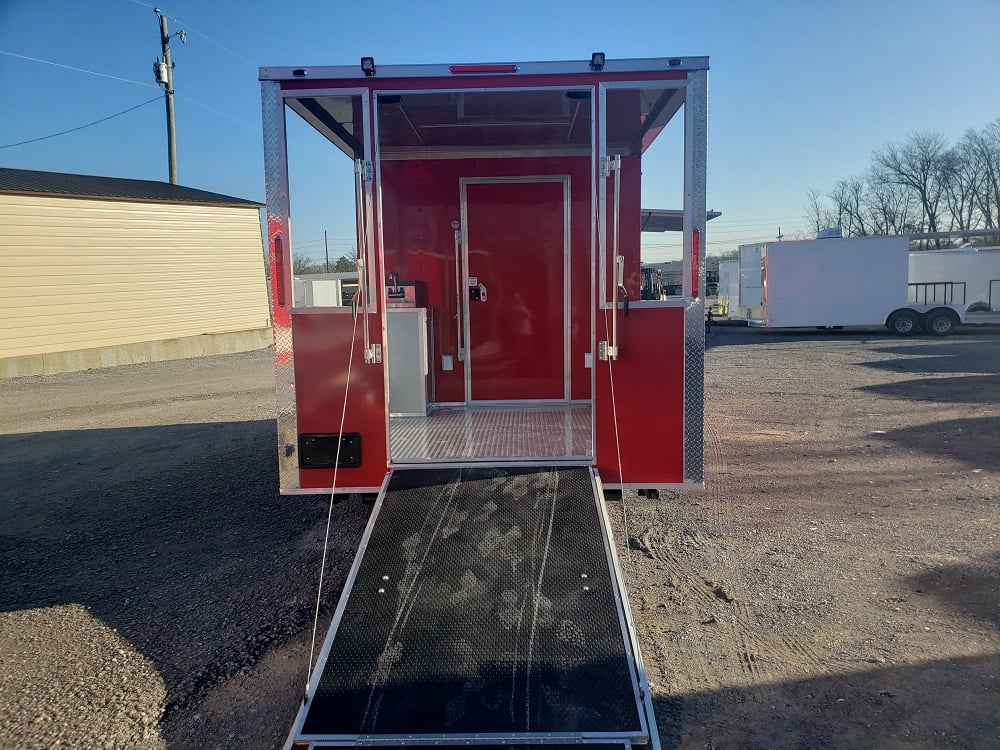 8.5 x 20 Red Porch Style Concession Food Trailer