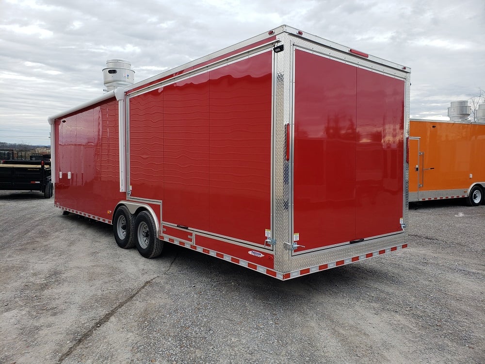 8.5' x 28' Red BBQ Food Concession Trailer