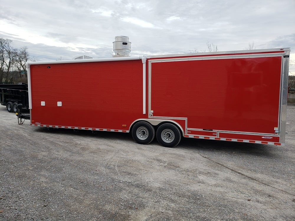 8.5' x 28' Red BBQ Food Concession Trailer