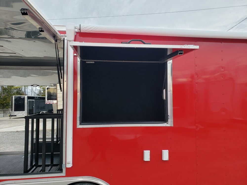 8.5' x 28' Red BBQ Food Concession Trailer