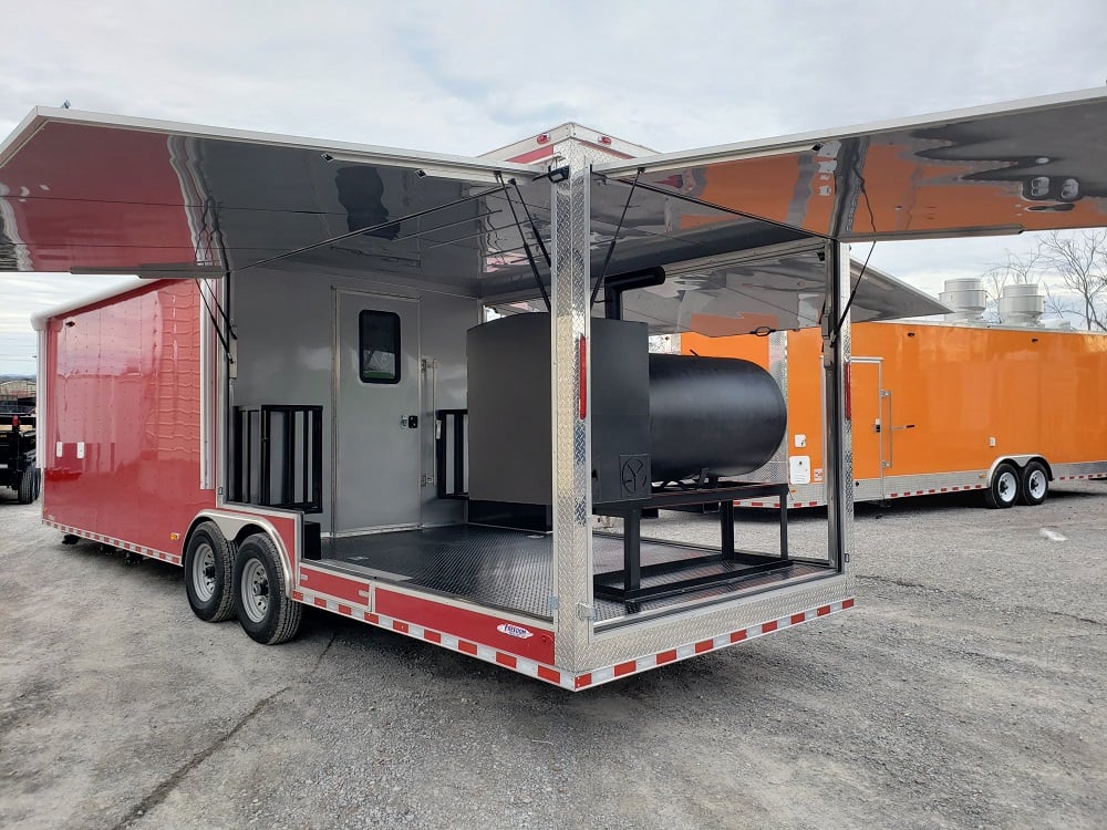 8.5' x 28' Red BBQ Food Concession Trailer