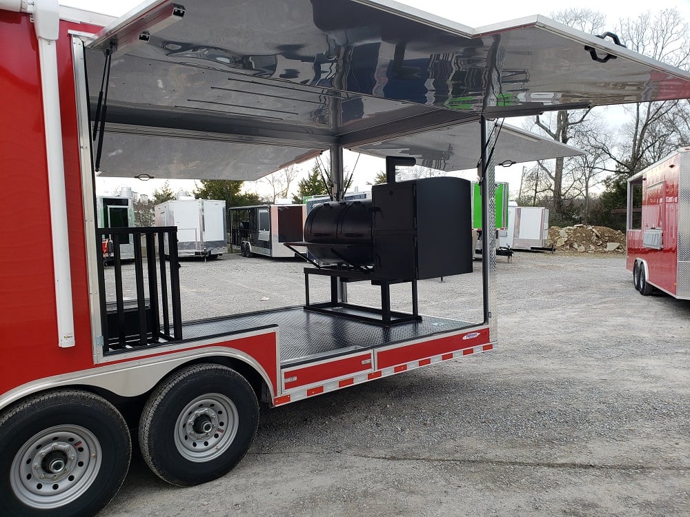 8.5' x 28' Red BBQ Food Concession Trailer