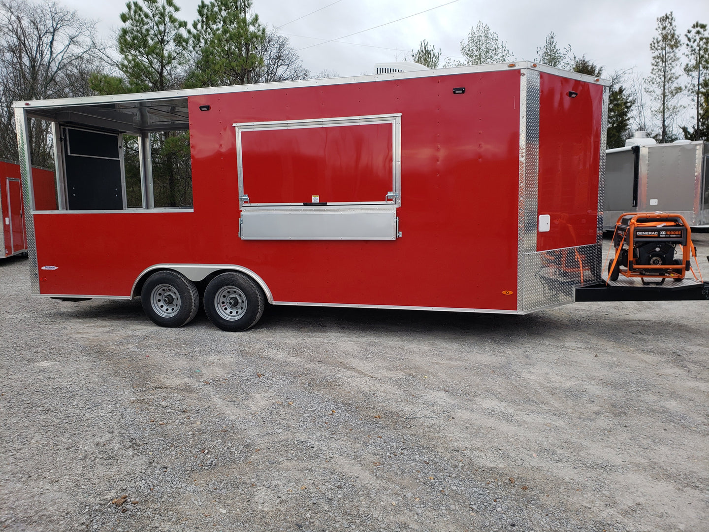 8.5 x 20 Red Porch Style Food Concession Trailer