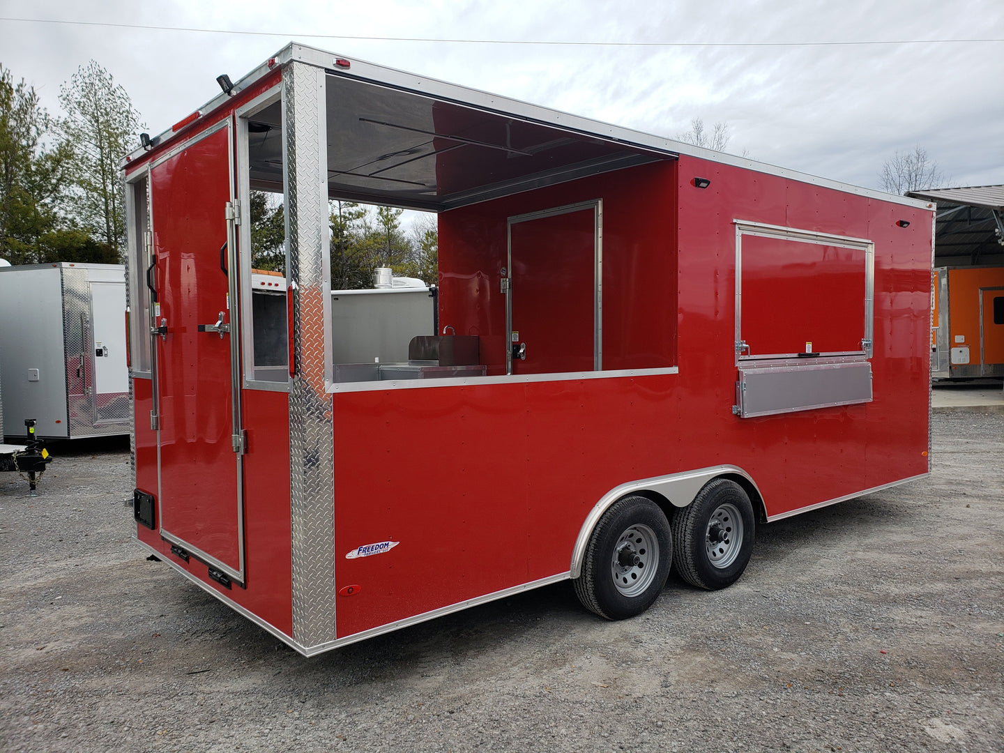 8.5 x 20 Red Porch Style Food Concession Trailer