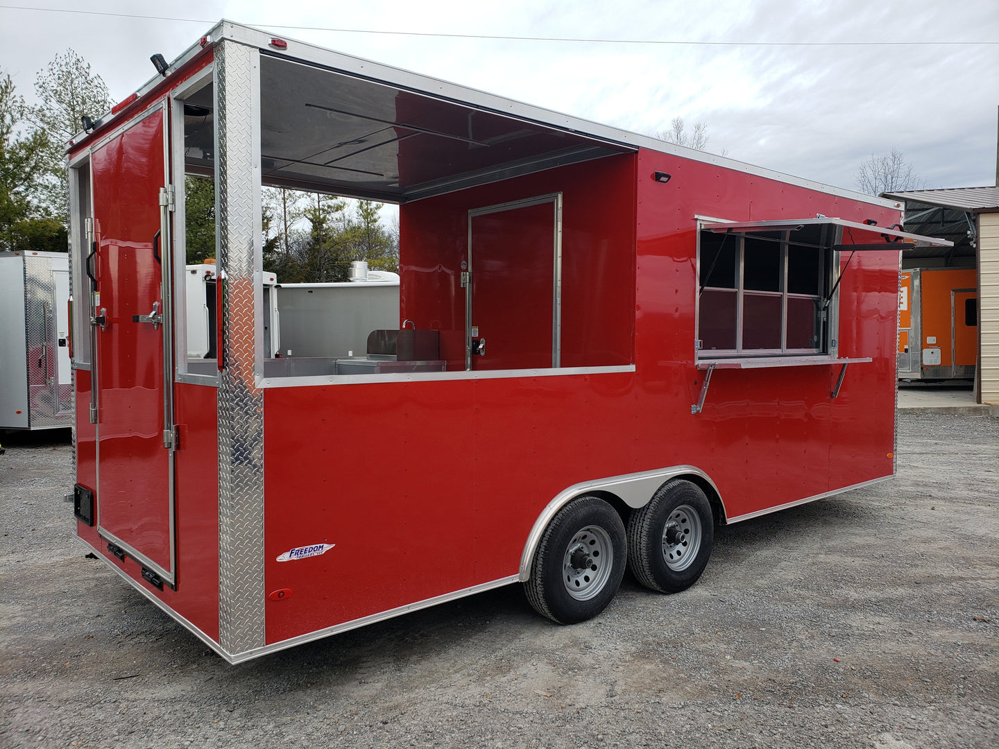 8.5 x 20 Red Porch Style Food Concession Trailer