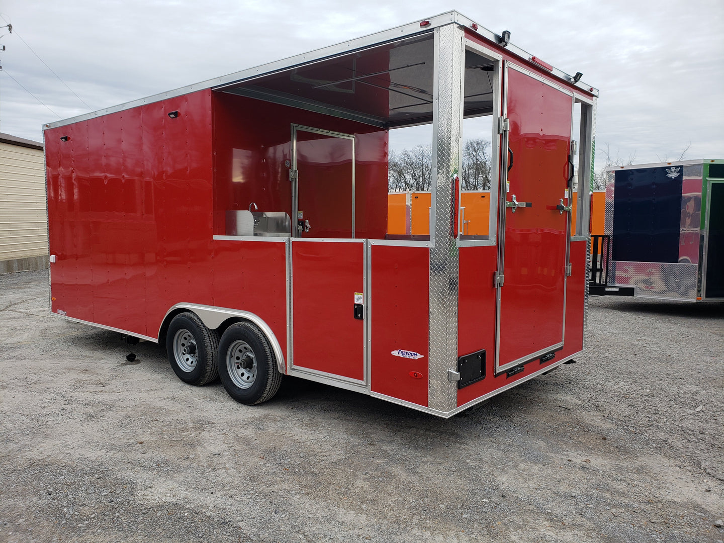 8.5 x 20 Red Porch Style Food Concession Trailer