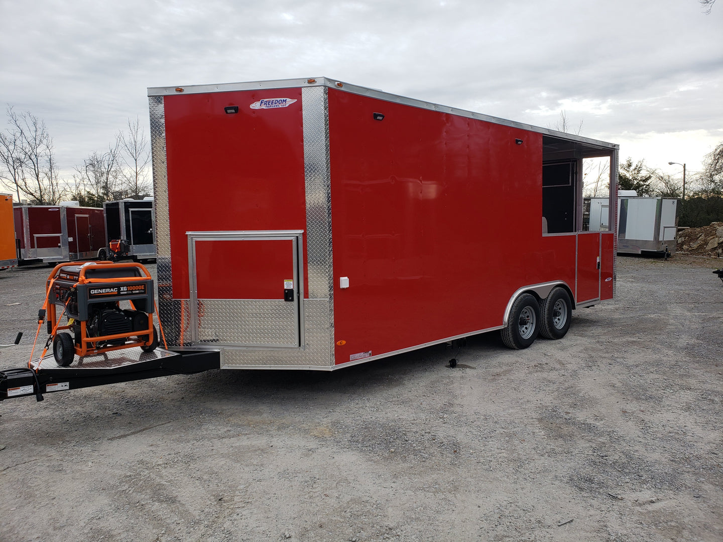 8.5 x 20 Red Porch Style Food Concession Trailer