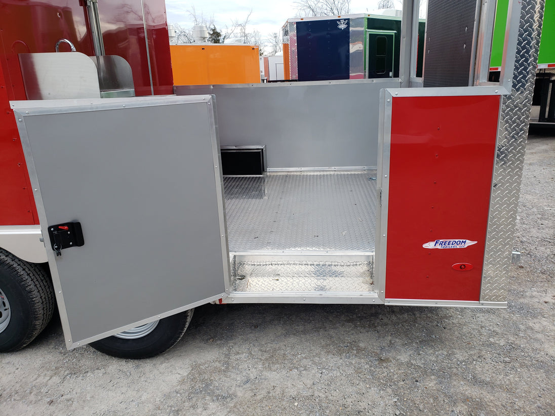 8.5 x 20 Red Porch Style Food Concession Trailer