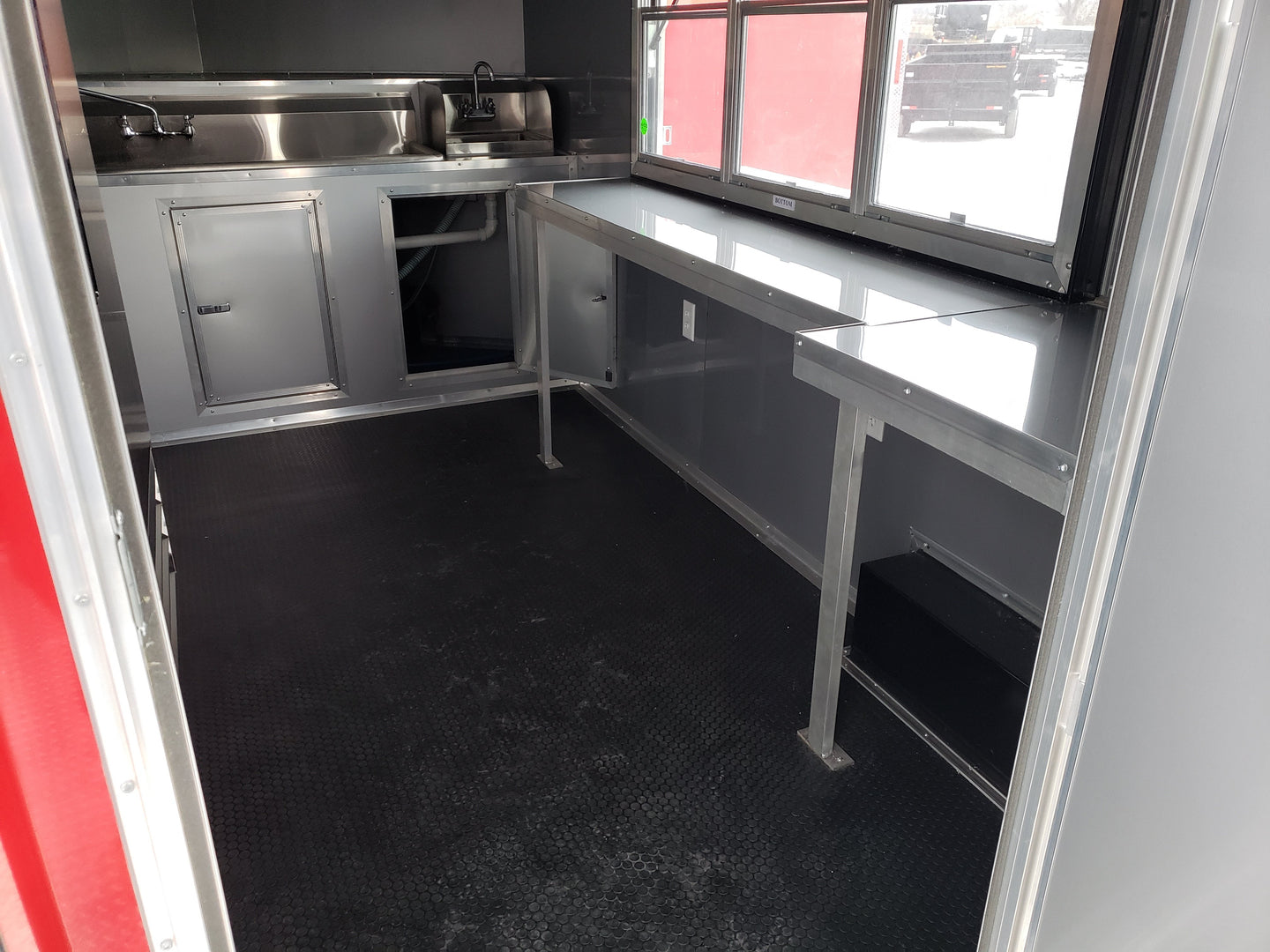 8.5 x 20 Red Porch Style Food Concession Trailer