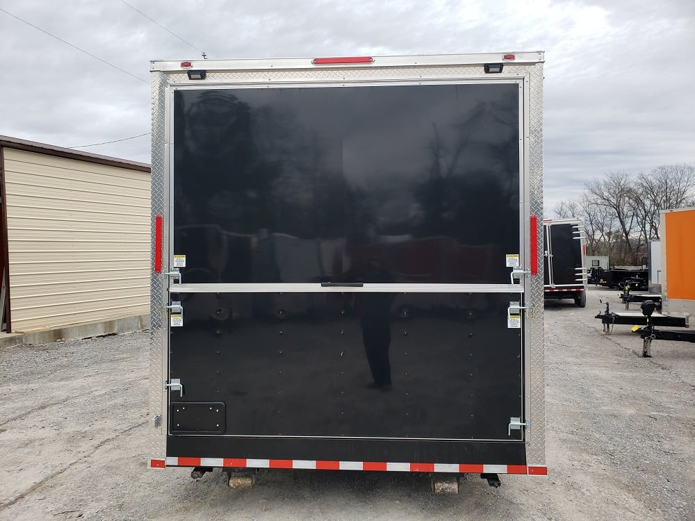 8.5' x 32' Black Porch Style Concession Food Trailer