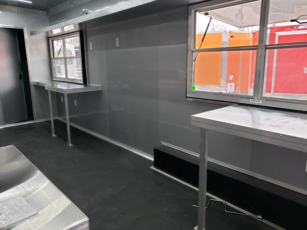 8.5' x 32' Black Porch Style Concession Food Trailer