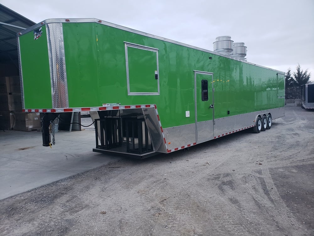 8.5' x 48' Lime Green Goose-neck Pizza Concession Food Trailer