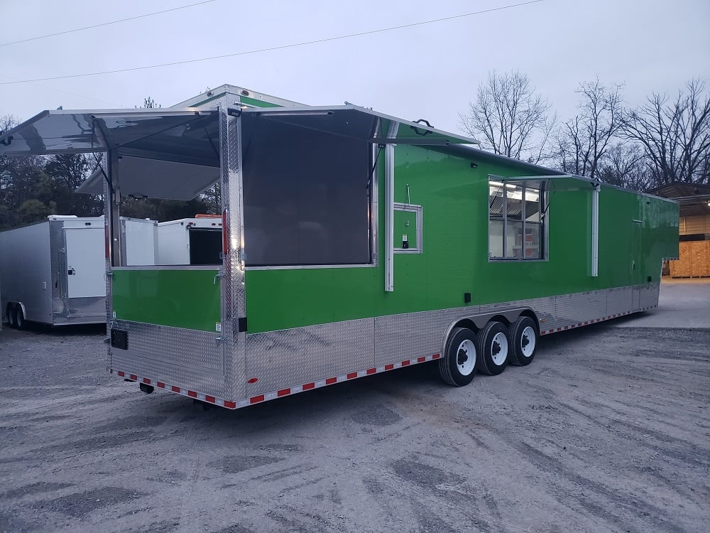 8.5' x 48' Lime Green Goose-neck Pizza Concession Food Trailer